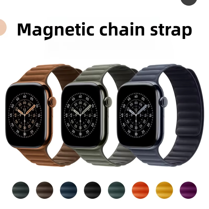 Magnetic Fine-Knitted Watchband สําหรับ Apple Watch S11 10 42 มม.46 มม.Ultra 2 3 49 มม.38 40 41 44 45 มม.สําหรับ iWatch 9 8 7 SE 6 5 4 3 2 1
