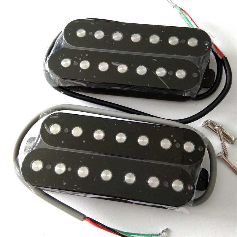 2PCS พัดลม Fretted 7 สายกีตาร์ไฟฟ้า Double Coil Pickups สะพานและคอ Passived Pickups SD622