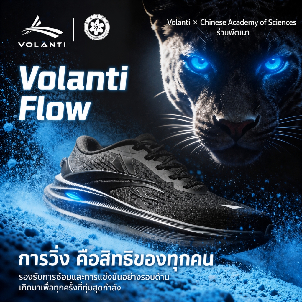 Volanti Flow รองเท้ากีฬาลดแรงกระแทก รองเท้าวิ่ง ระบายอากาศสบาย ลดแรงกระแทกที่ส้น รองรับอุ้งเท้า