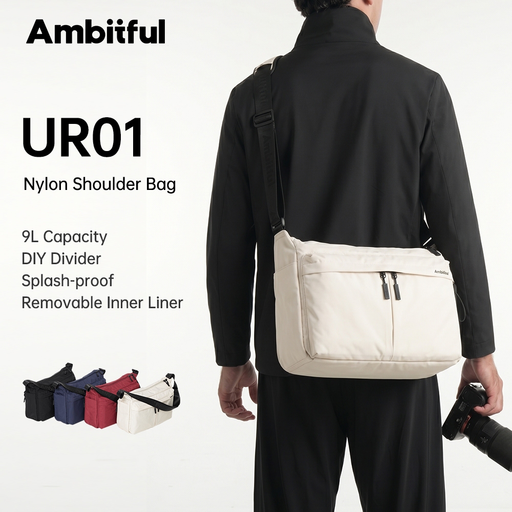Ambystful UR01 กระเป๋าสะพายผ้าไนลอน กระเป๋าสะพายข้างอเนกประสงค์ 9L ความจุขนาดใหญ่ กระเป๋าแบบพกพากันน้ําหนา
