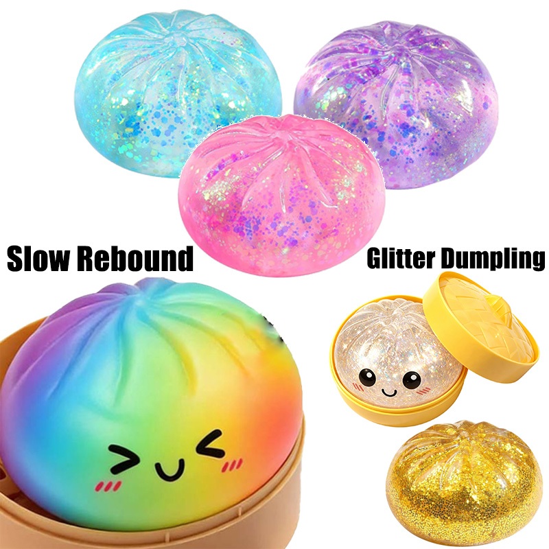 2026 ช้า Rebound Glitter Dumpling Squishy ของเล่น Needoh ความเครียดบรรเทา Fidget Anti ความวิตกกังวล Slime ของเล่น