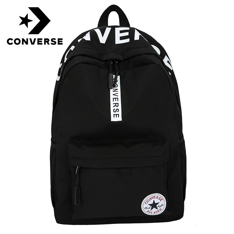 กระเป๋าเป้สะพายหลัง Converse Unisex กระเป๋าเป้สะพายหลังลําลองสไตล์มินิมอลสีดําและสีขาวสําหรับโรงเรียนทํางานและการเดินทางกระเป๋าไนลอนทนทาน