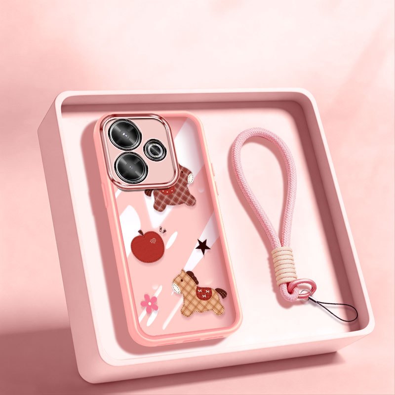 YBDเคสโทรศัพท์สําหรับRedmi 13 4G 5G Xiaomi POCO M6 4G POCO M6 Plus 5G Apple Pony Soft TPUเกราะป้องกันพร้อมเชือกเส้นเล็ก