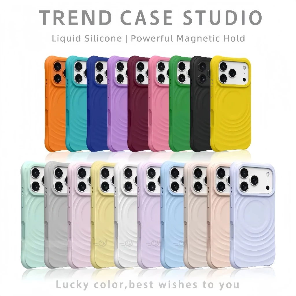 แฟชั่นซิลิโคนเหลวระลอกน้ําเคสโทรศัพท์สําหรับ ไอโฟน 17 16 15 14 มือโปร สูงสุด แม่เหล็กกันกระแทกปกหลัง