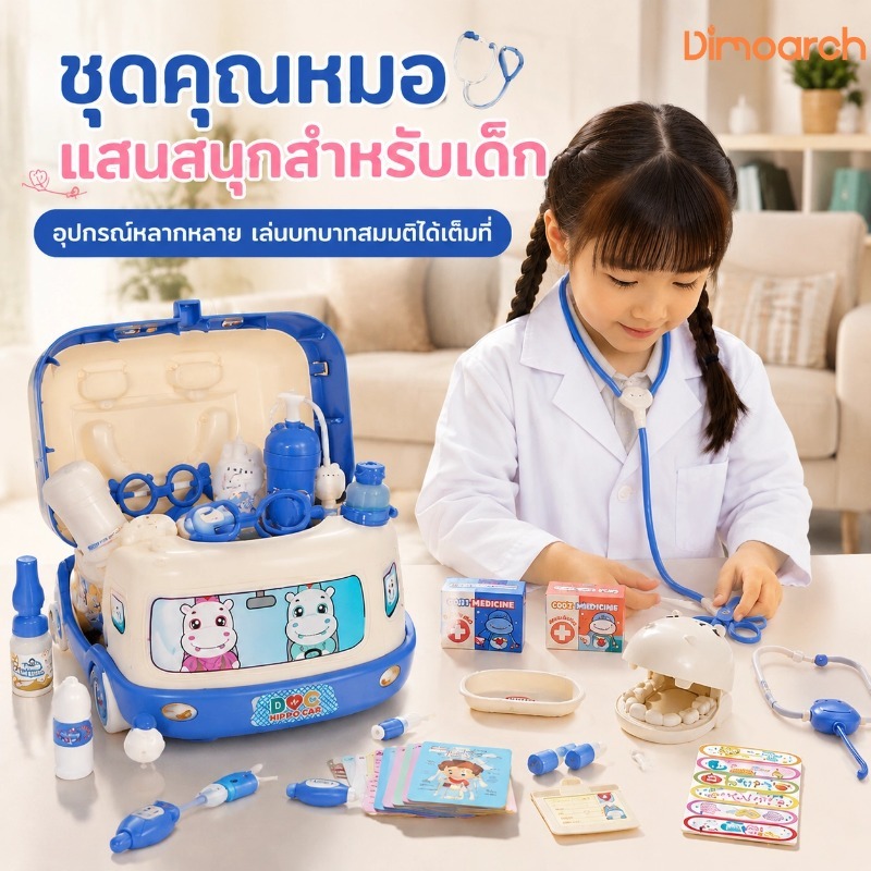 🔥ชุดของเล่นหมอเด็ก ครบชุด มีรถพยาบาล+อุปกรณ์ตรวจฟัน เล่นสนุก เด็กชอบมาก!