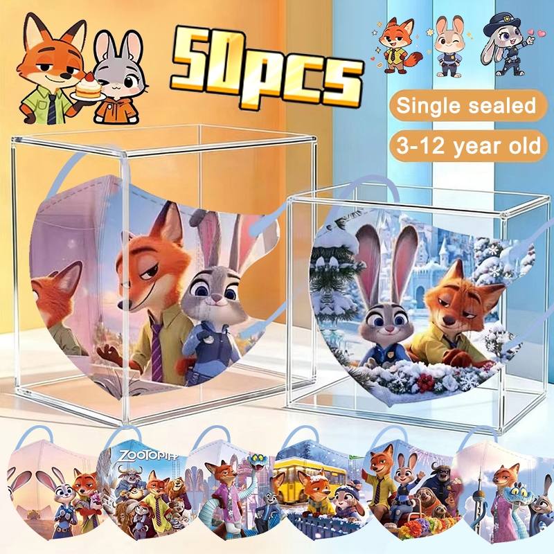 50 ชิ้น 3D เด็ก 3-12 เด็กผู้หญิงอายุและเด็กชายน่ารักการ์ตูนหน้ากากเวลาพักผ่อนพิมพ์รูปแบบผสม 3 ชั้นแบบใช้แล้วทิ้งแต่ละหน้ากากบรรจุภัณฑ์
