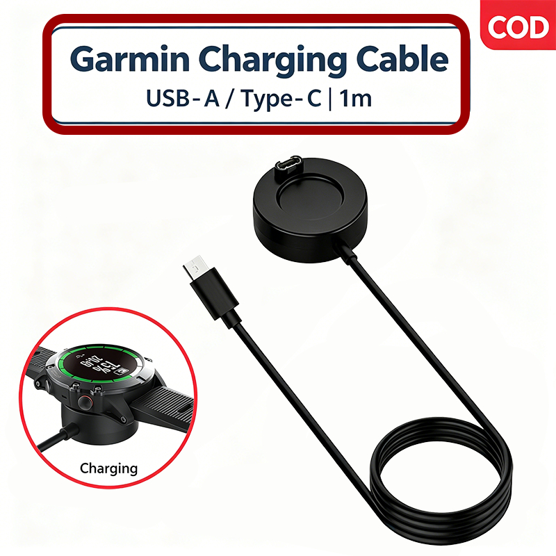 สายชาร์จนาฬิกา Garmin  สายชาร์จ USB-A และ Type-C 1 ม. สําหรับ Garmin Vivoactive 3/4/4S, Fenix 5/5S/5X/6/6S/6X,  Forerunner 935/945/245, Instinct, Vivoactive 3 / 3 Music / 4 / 4S, Quatix 5