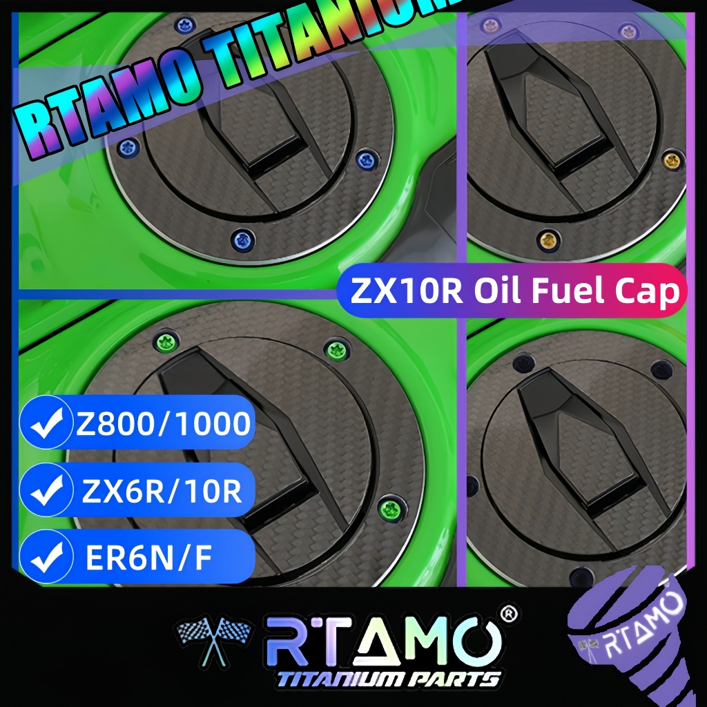 RTAMO ไทเทเนียม Gr5 ZX10R Z800 น็อตฝาถังน้ํามัน 1 ชุด รวม 5 ชิ้น ZX10R Z800 ER6N 05-08 Z1000 11-13 ZZR1400 12-20