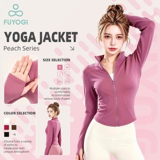 FUYOGI Women's Sports Jacket Long Sleeve Zipper Slim Fit Quick Dry Fitness Yoga Top Outdoor Running