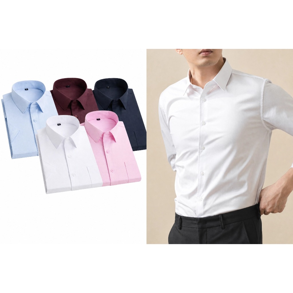 เสื้อเชิ้ตแขนสั้นสำหรับผู้ชาย รุ่น S-5XL เกาหลี