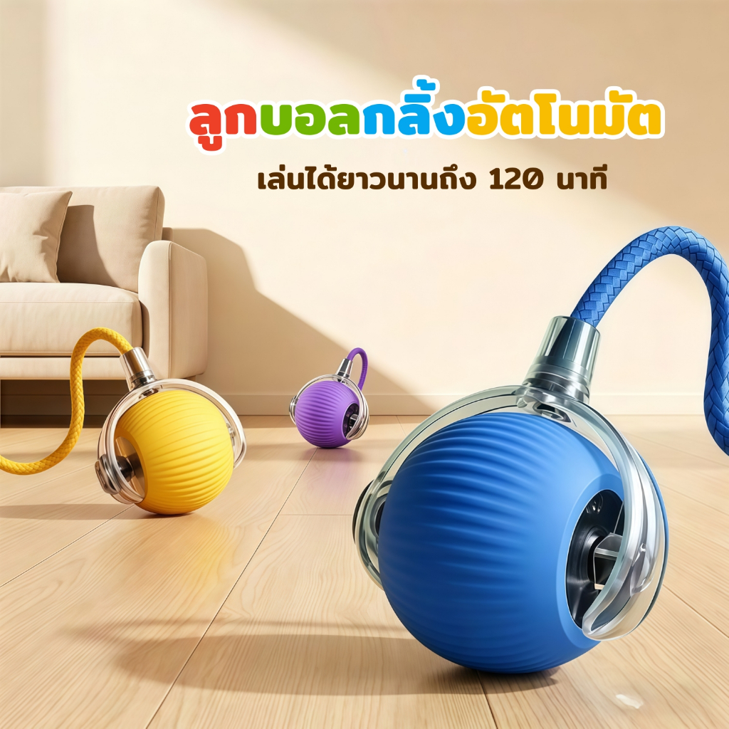 Horbong Pets ของเล่นสัตว์เลี้ยงลูกบอลกลิ้งอัตโนมัติของเล่นสุนัขแมวแบบโต้ตอบพร้อมสายชาร์จ