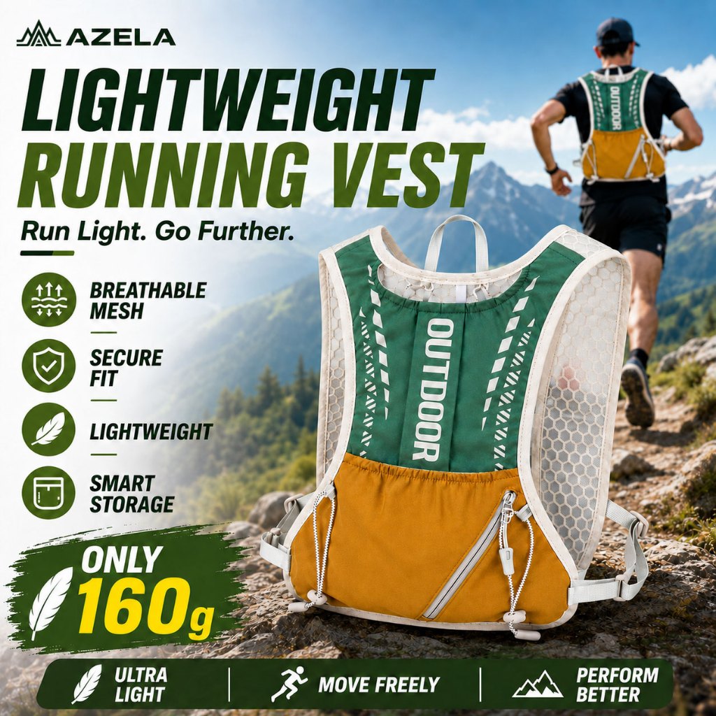 Azela Trail running bag ถุงใส่น้ำ 5L/160g กระเป๋าเป้น้ำ เป้วิงเทล น้ำวิ่งเทรล กันน้ำ ถุง กระเป๋าวิ่งเทรล เป้เทรล Haft Full Marathon