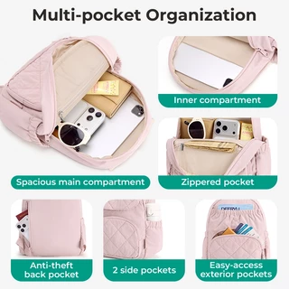 BAGSMART กระเป๋าเป้สะพายหลังผู้หญิง Daypack ใส่แท็บเล็ต 9.7 นิ้ว น้ำหนักเบา กันน้ำ มีหลายช่อง ใช้ประจำวัน