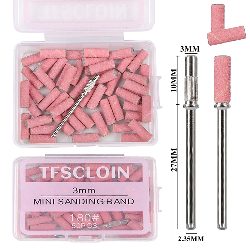 50 ชิ้น/กล่อง 3 มม.Mini เล็บแถบขัด Mandrel ชุดสําหรับ Dead Skin Calluses ขัดเล็บเครื่องมือ Grarts #80#120#180#240