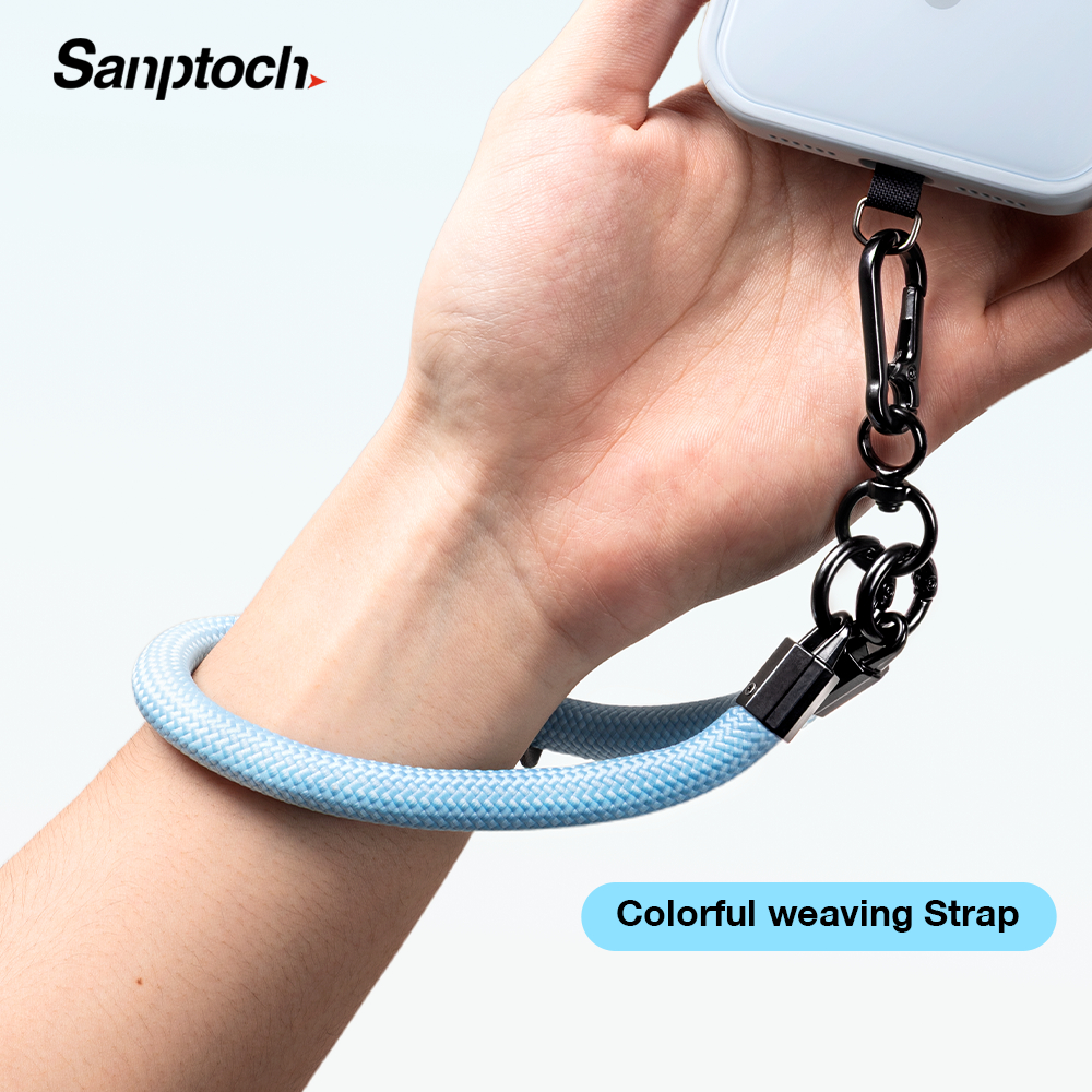 Sanptoch ไนลอนสีทนทานโทรศัพท์ Lanyard สายรัดข้อมือ Anti-loss เชือกเส้นเล็กสั้นสําหรับโทรศัพท์มือถือ Universal หัวเข็มขัด Anti-theft สานสายคล้องโทรศัพท์