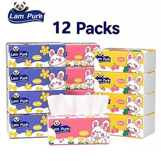 【BUY 10 TAKE 2】 LamPure Facial Tissue Cute Rabbit Packaging 3 Colors 280 Sheets Luxury Comfort Tissue 170*140 MM Wood Pulp Paper Towels