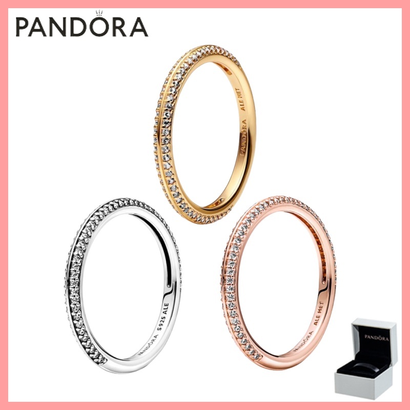ของแท้ 100% (พร้อมกล่อง) Pandora S925 เงินสเตอร์ลิงตัวแทนเพื่อซื้อผลิตภัณฑ์ของขวัญวันเกิด ME Pavé Ring