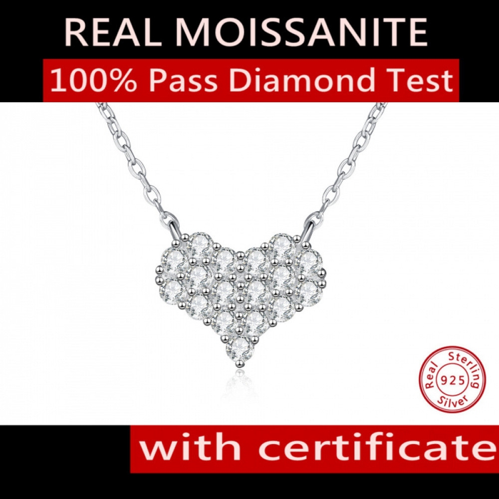 จริง Moissanite จี้สร้อยคอ Pass Diamond Test GRA ได้รับการรับรอง 925 เงินสเตอร์ลิง D สี VVS1 3EX เคร