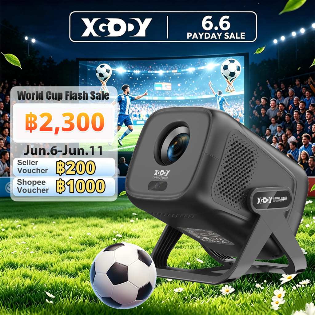 XGODY โปรเจคเตอร์ Gimbal A5 4K iPhone / Android 14 projector HDMI WiFi6 25000 lumen 1080P 1920*1080P