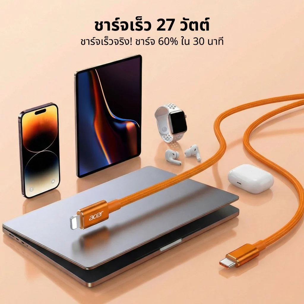 Acer UC0025 สายชาร์จ Type-C to L PD 27W 480Mbps thumbnail 7