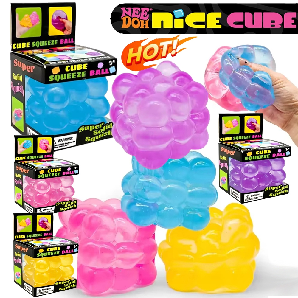 4 ชิ้นใหม่ Needoh รอบบีบความเครียดบรรเทาของเล่น Malt Syrup Squishy Fidget Cube ของเล่นช้า Rebound ของเล่นสําหรับเด็กและผู้ใหญ่