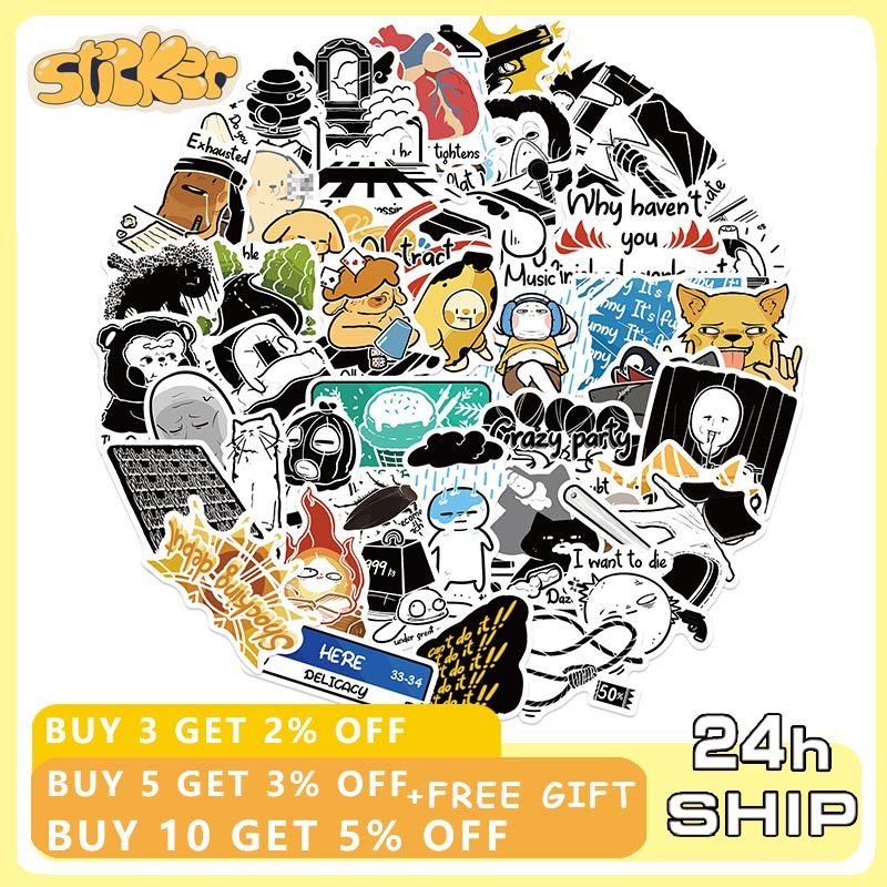 50PCS Mental State Belike สติกเกอร์ DIY สเก็ตบอร์ดตู้เย็นแล็ปท็อปกันน้ําการ์ตูนเด็กของเล่นสติกเกอร์