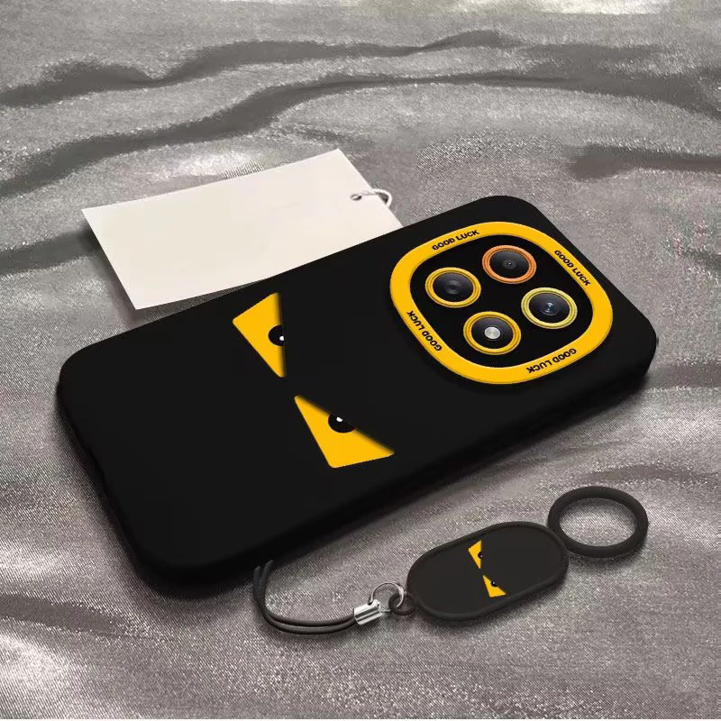 เคส Redmi Note 15 14 Pro 5G เคส Redmi Note 15 5G 14 15 Pro Plus เคสอีโมจิตลก ตาของมอนสเตอร์ สัมผัสเหมือนผิว หนังซิลิโคนเหลวกันกระแทก พร้อมสายคล้องโทรศัพท์หนัง เคสเนื้อด้านนุ่ม