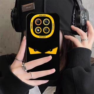 เคส Redmi Note 15 14 Pro 5G เคส Redmi Note 15 5G 14 15 Pro Plus เคสอีโมจิตลก ตาของมอนสเตอร์ สัมผัสเหมือนผิว หนังซิลิโคนเหลวกันกระแทก พร้อมสายคล้องโทรศัพท์หนัง เคสเนื้อด้านนุ่ม