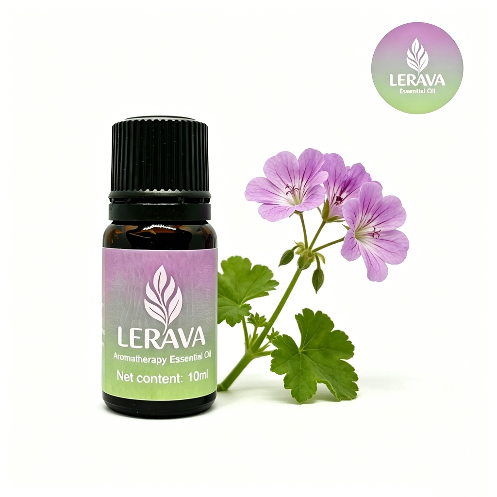 น้ํามันหอมระเหยอโรมาเธอราพี Lerava Geranium 10ml - บริสุทธิ์ 100% การดูแลผิวและความเครียดบรรเทา