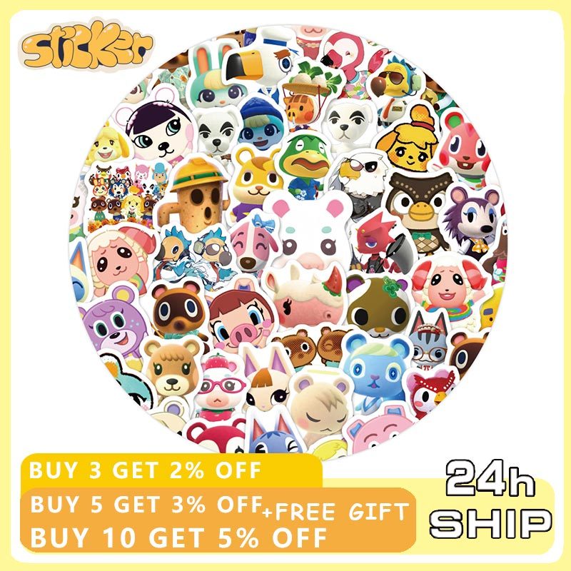 100 ชิ้นเกม Animal Crossing: ใหม่ Horizons สติกเกอร์การ์ตูน Graffiti Decals สําหรับกระเป๋าเดินทางไดอารี่จักรยาน