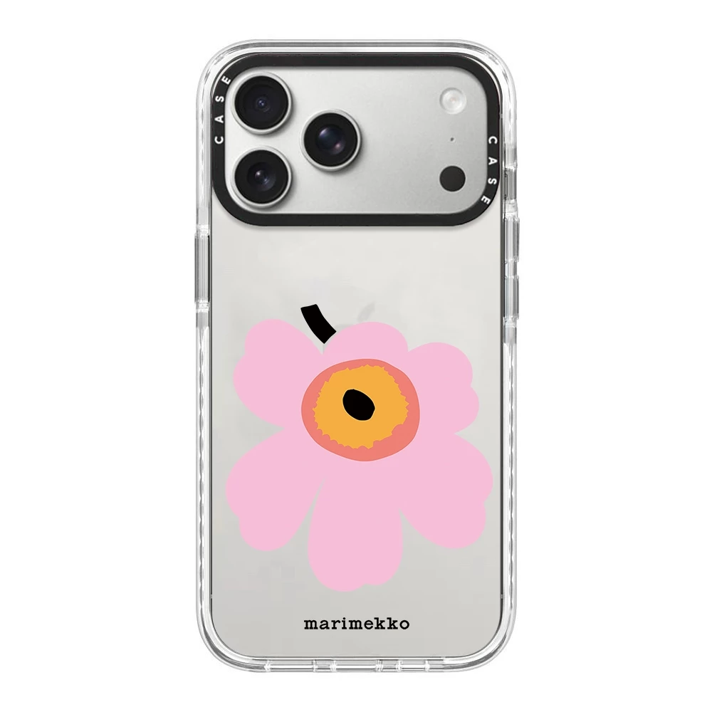 ดอกไม้ marimekko White Edge อะคริลิคแม่เหล็กโทรศัพท์มือถือป้องกันกรณี,เหมาะสําหรับ Apple 17 16 15 14 13 12pro promax plus ใช้