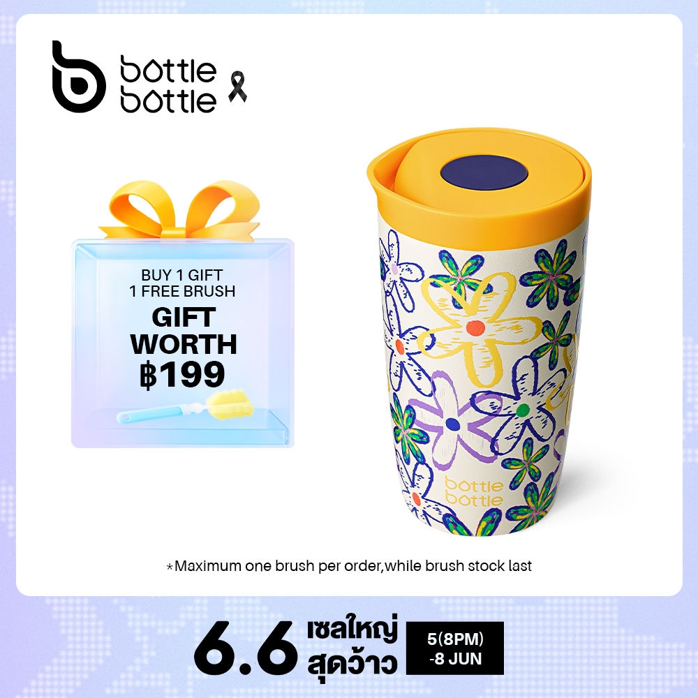 BOTTLE BOTTLE ขวด ฉนวนแก้วเดินทาง 350 มล./500 มล. ถ้วยกาแฟสํานักงานสแตนเลสพร้อมฝาปิดปุ่มกดเก็บความเย็นและร้อน