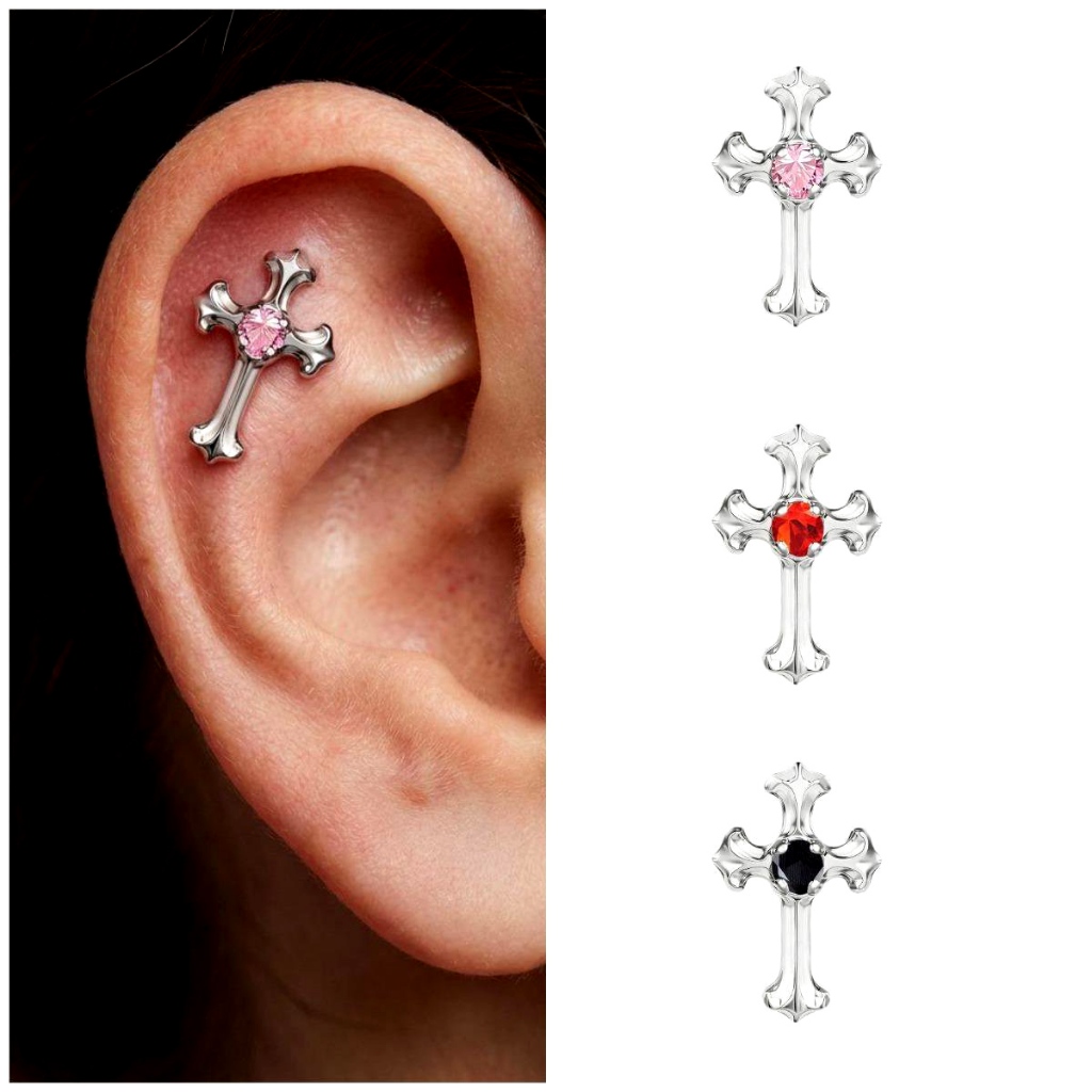 ด้ายภายในไทเทเนียมเหล็กหู Studs สําหรับ Helix เจาะ, สวมใส่ While Sleeping & Showering สําหรับหู Healing