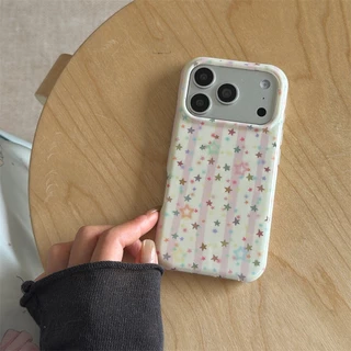 สําหรับ iphone Case 17 Pro Max 16 Pro Max 15 Pro Max เคสโทรศัพท์ดวงดาวสีสันสดใสที่วาดด้วยมือ
