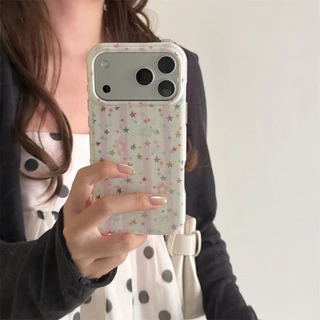 สําหรับ iphone Case 17 Pro Max 16 Pro Max 15 Pro Max เคสโทรศัพท์ดวงดาวสีสันสดใสที่วาดด้วยมือ