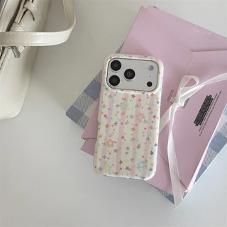 สําหรับ iphone Case 17 Pro Max 16 Pro Max 15 Pro Max เคสโทรศัพท์ดวงดาวสีสันสดใสที่วาดด้วยมือ