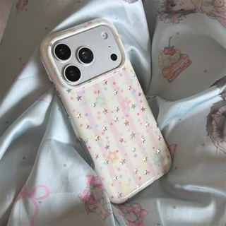 สําหรับ iphone Case 17 Pro Max 16 Pro Max 15 Pro Max เคสโทรศัพท์ดวงดาวสีสันสดใสที่วาดด้วยมือ