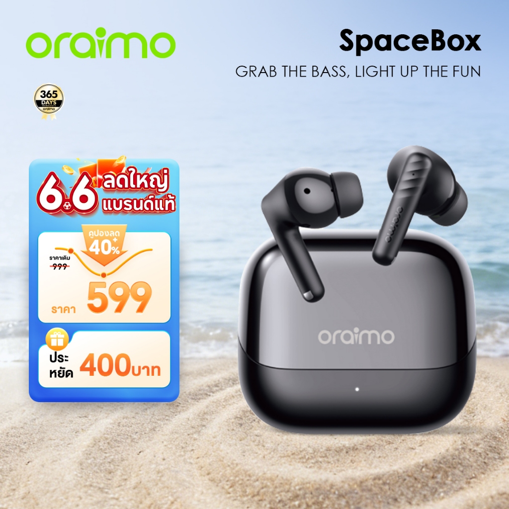 Oraimo SpaceBuds Neo + OTW-323P ANC หูฟังไร้สาย 30H แบตเตอรี่ Dual Mic ENC Low Latency โหมดเกมการออกแบบโลหะ IPX4 กันน้ํา