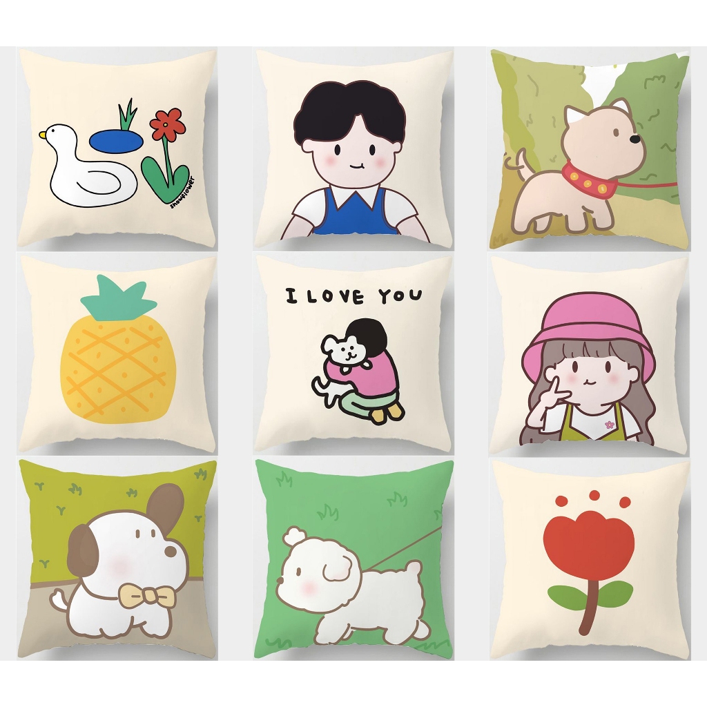 ปลอกหมอนผ้าฝ้ายลายเรียบง่าย น่ารัก ตกแต่งบ้าน โซฟา ปลอกหมอน