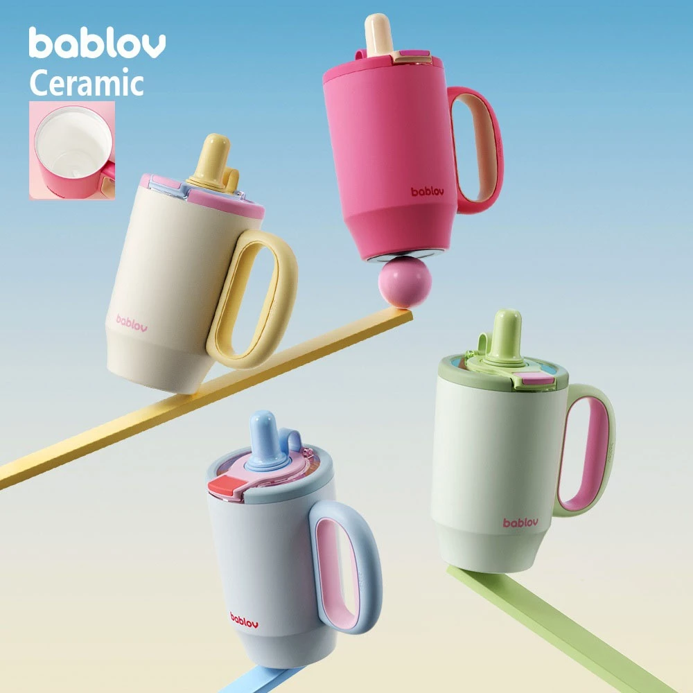 Bablov Lucky แก้วเซรามิก 2 ชั้น, กระติกน้ำเก็บความร้อน 680ml สแตนเลสเกรด 316, เก็บความเย็นได้ 24 ชั่วโมง, พร้อมแผ่นรองกันลื่นสำหรับวางบนโต๊ะ, ป้องกันการรั่วซึม, ถอดประกอบล้างทำความสะอาดได้, เหมาะสำหรับผู้หญิงและการใช้งานในออฟฟิศ, ใช้ได้กับชา กาแฟ และมัตฉะ