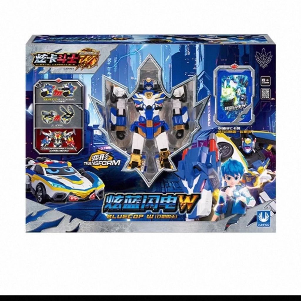 JUMPGO การ์ดนักรบ 4 Blue Flash W & Iron Titan W เปลี่ยนรถหุ่นยนต์ Mecha Action Figure ของเล่น