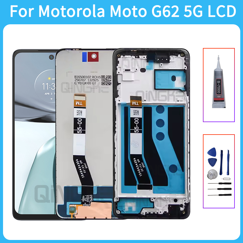 สําหรับ Motorola Moto G62 5G จอแสดงผล LCD + เซ็นเซอร์หน้าจอสัมผัส Digiziter Assembly สําหรับ Moto G6