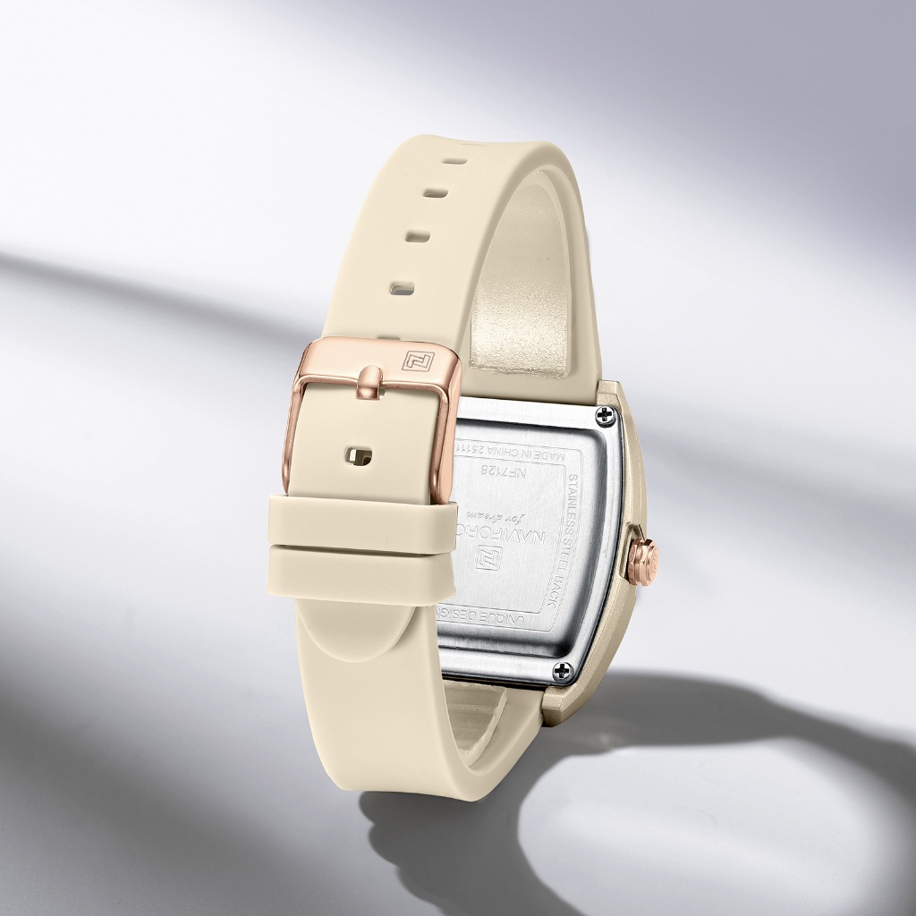 NAVIFORCE 7128 Womens Quartz Watch: Stylish Barrel-Shaped Design Large, Simple Dials Gift