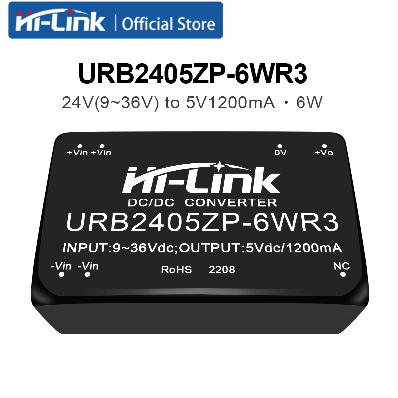 Hi-Link URB2405ZP-6WR3 URB2412ZP-6WR3 URB24ZP-6WR3 6W DC-DC แยกโมดูล 24V ถึง 5V/12V/15V/24V 1500VDC 