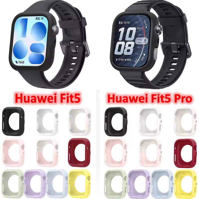 เคสซิลิโคนสําหรับนาฬิกา Huawei Fit 5/5 Pro อุปกรณ์เสริมกันกระแทกแบบนุ่มกรอบกันชนป้องกันสําหรับ Huawei Fit5 ฝาครอบ
