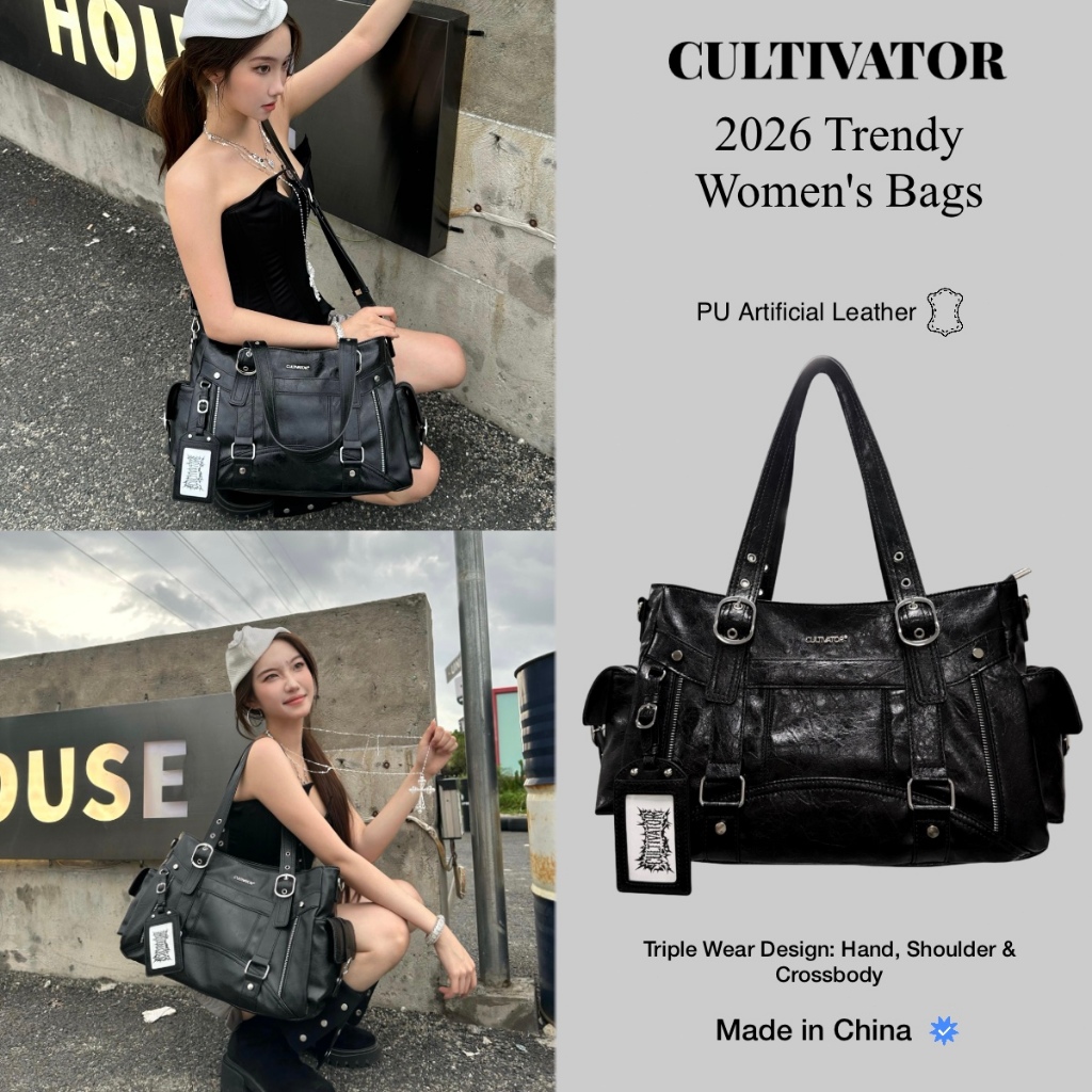 Cultivator กระเป๋า Tote Y2K วินเทจ เก๋ไก๋ ใหญ่ ใช้ทุกวัน