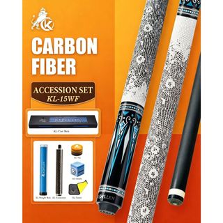 Discount 1.0 Series KONLLEN Carbon Fiber Pool Cue Stick 58-inch Professional Pool Sticks for Adults Full Carbon Technology Low Deflection Pool Cue Billiard Cues with 12.5mm Tip