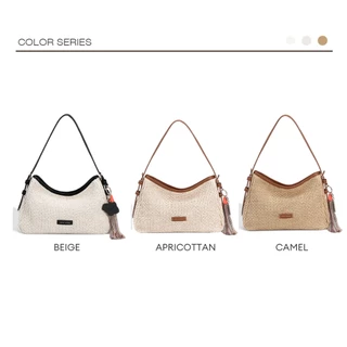 David Jones Paris Riviera 2026 สำหรับผู้หญิง กระเป๋าสะพายหนังแบบ Faux Hobo สำหรับวันหยุดในฤดูใบไม้ผลินำมาซึ่งฤดูร้อน