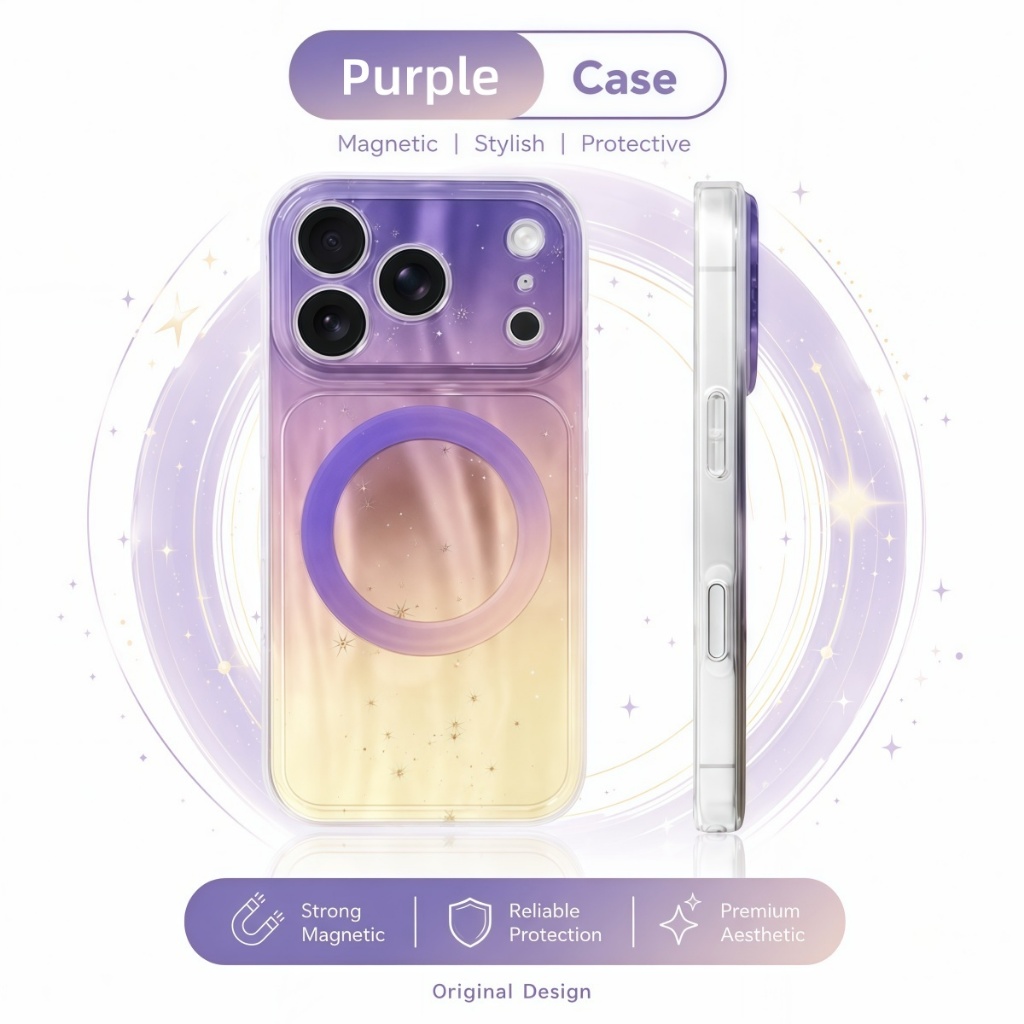เลเซอร์ไล่โทนสีแม่เหล็กเคสโทรศัพท์สําหรับ ไอโฟน 14 15 16 17 มือโปร สูงสุด, ออโรร่า ก ขยะ ใสนุ่มกรณี, กันกระแทกกล้องฝาครอบป้องกัน