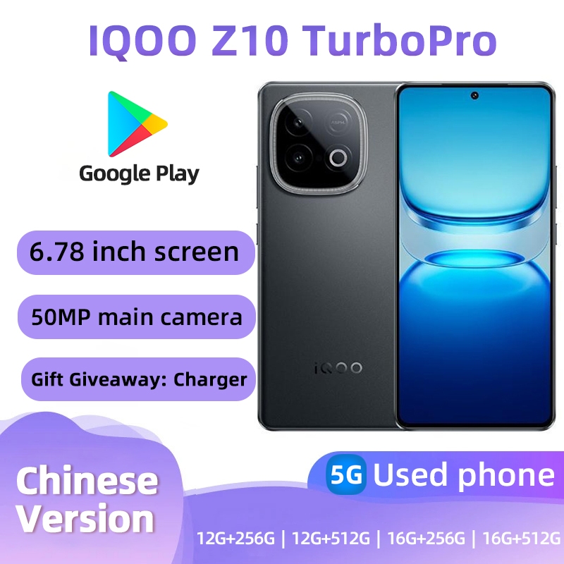 IQOO Z10 Turbo Pro(5G)สมาร์ทโฟนปลดล็อค 256GB ทุกสีสภาพดีโทรศัพท์มือสองต้นฉบับ
